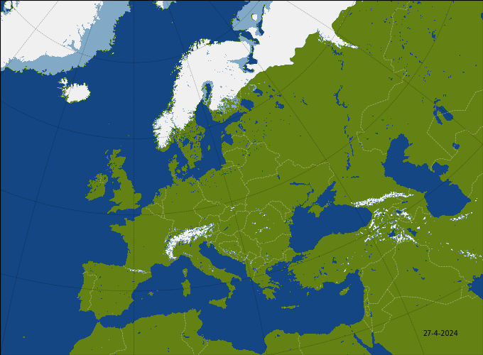 Mapa pokrywy śnieżnej w Europie